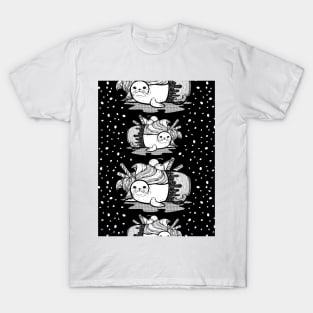 Sundae Seal Line Art Seamless Pattern T-Shirt